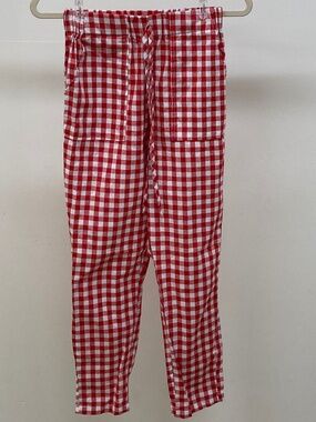 Red & White Gingham Drawstring Pants (Slim Fit)